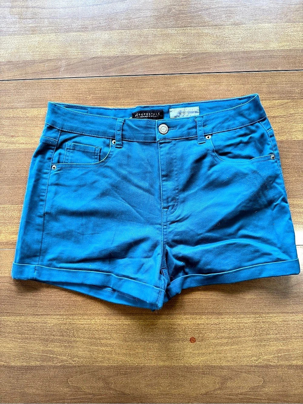 Aeropostale High Waisted Midi Denim Shorts Blue Size 12